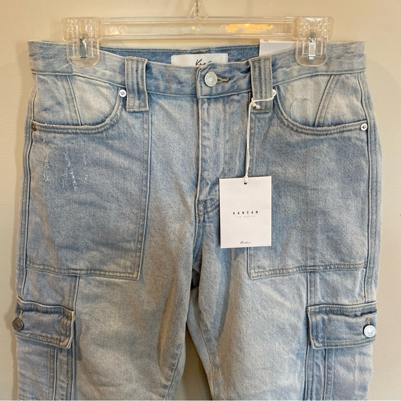 NWT KanCan Cargo Jeans Denim size 27 7 Light Wash - Picture 2 of 6